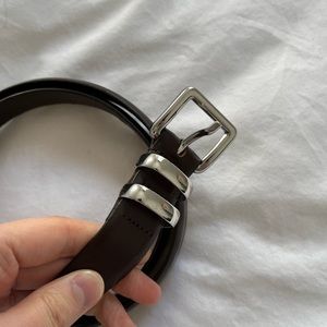 The Kooples Brown Belt with Silver Buckle